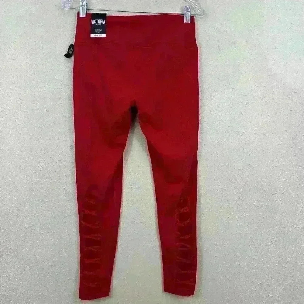 💥NWT $69 Victorias Sport Womens Red Knockout Leggings Size M Athletic Gym AC1